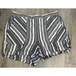 Ellen Tracy Womens Shorts Size M Linen Pull‎ On Slash Pockets Gray